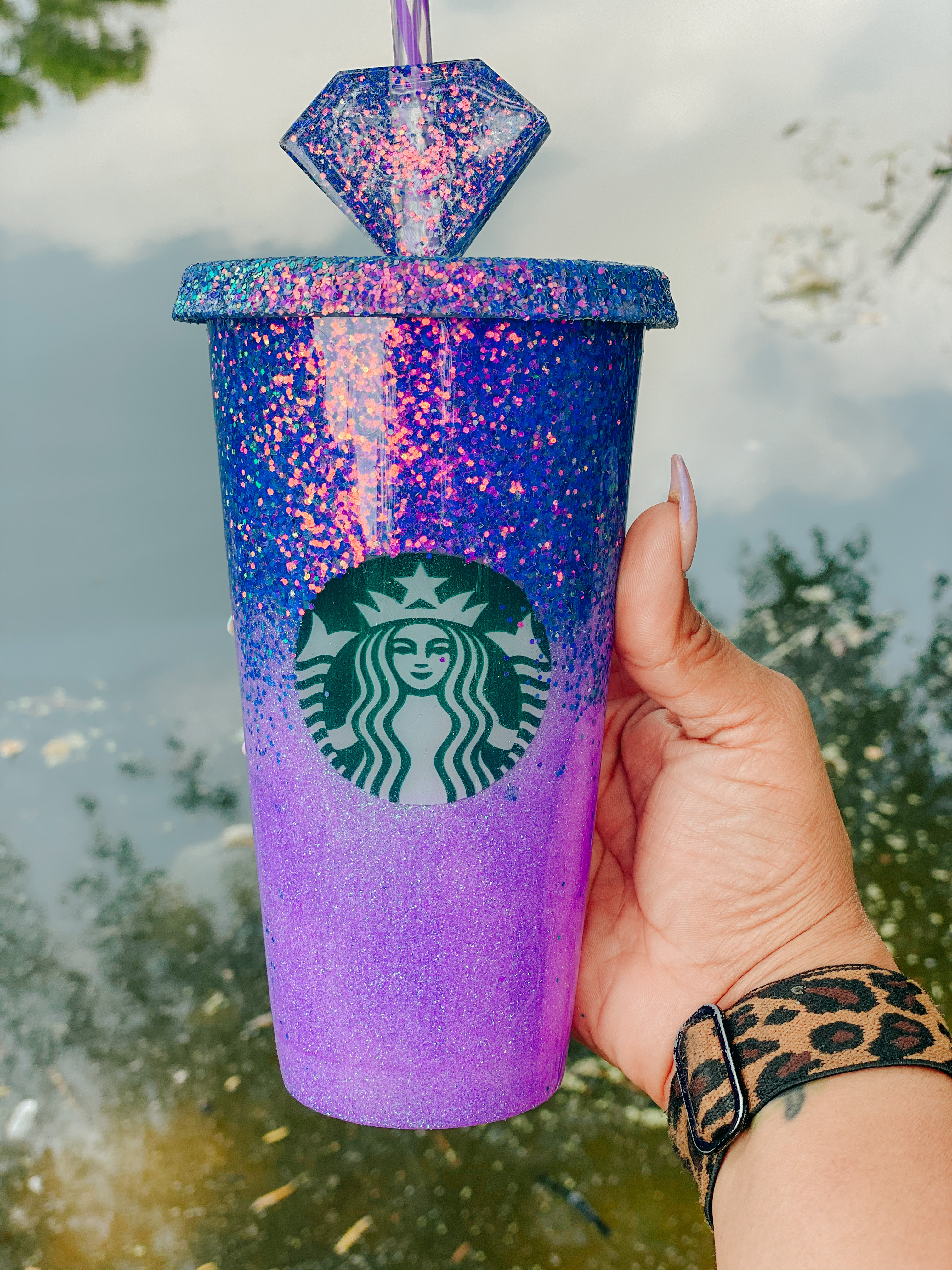 Custom Starbucks Glitter Tumbler 